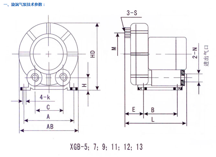 旋涡气泵技术参数(图1)